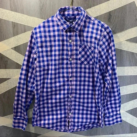 Gap Kids Plaid Long Sleeve Button Down Shirt Youth XL - Picture 2 of 4